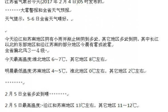 受降水影响江苏部分地区出现浓雾 能见度不足200米